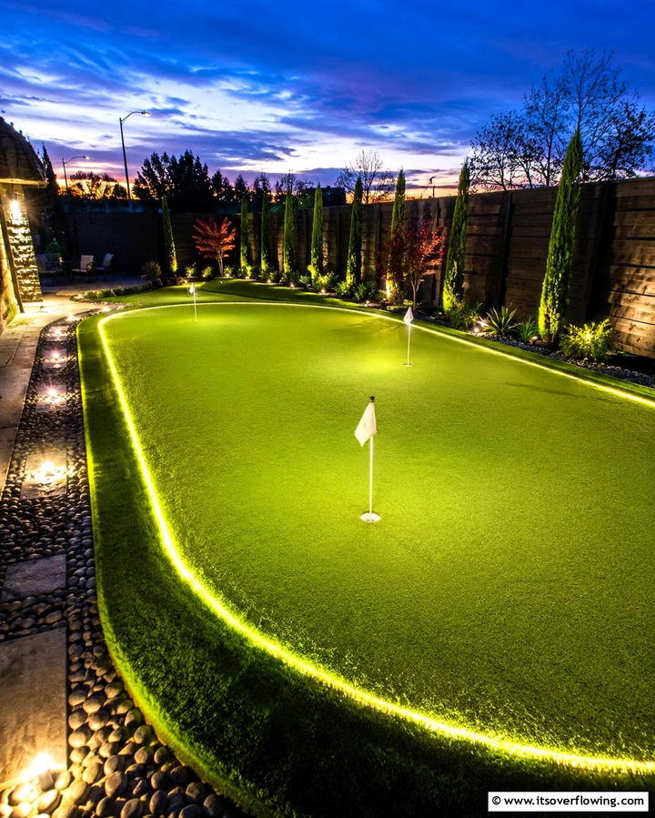 Backyard Putting Green with Lighting - 25 Backyard Putting Green Ideas for Golf Enthusiasts
