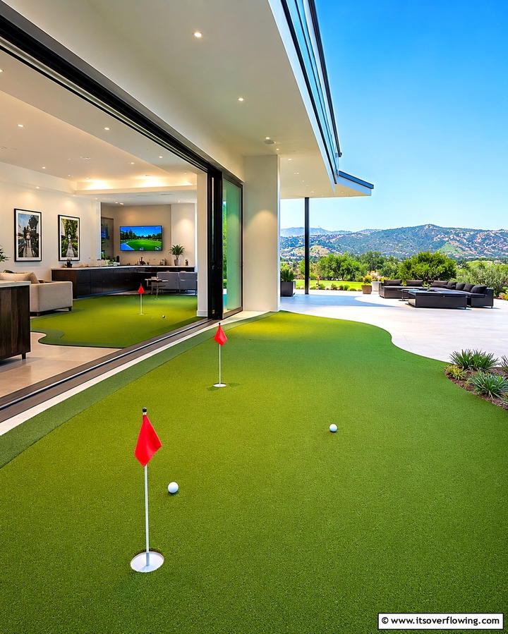 Backyard Putting Green with Water Features - 25 Backyard Putting Green Ideas for Golf Enthusiasts