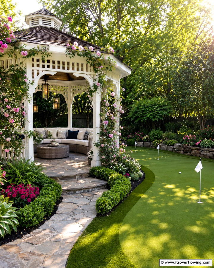 Backyard Putting Green with a Gazebo - 25 Backyard Putting Green Ideas for Golf Enthusiasts
