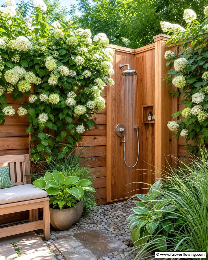 Backyard Retreat Shower - 21 Outdoor Shower Designs for Poolside Luxury & Functionality