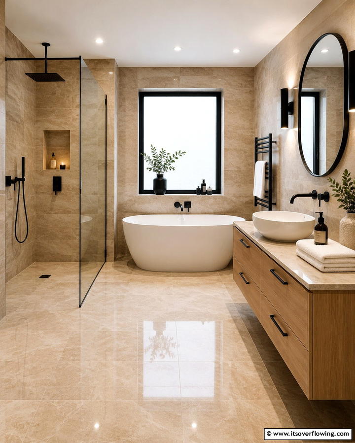 Balanced Aesthetic Finish - 30 Beige Bathroom Ideas for Timeless and Serene Design Schemes
