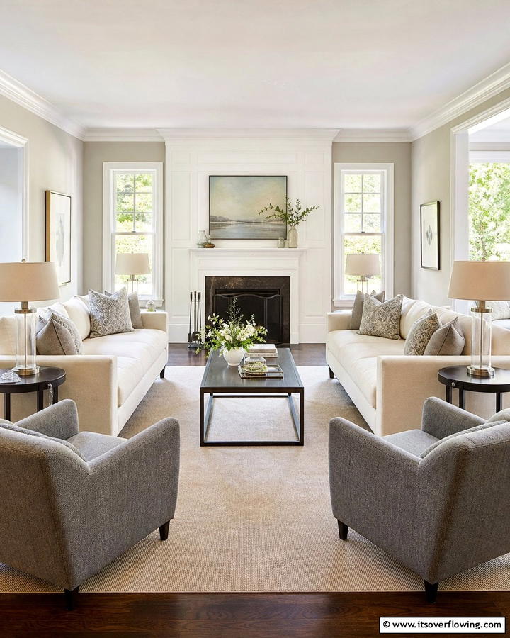 Balanced Furniture Arrangements - 21 Neutral Living Room Ideas for Calm & Versatile Decor