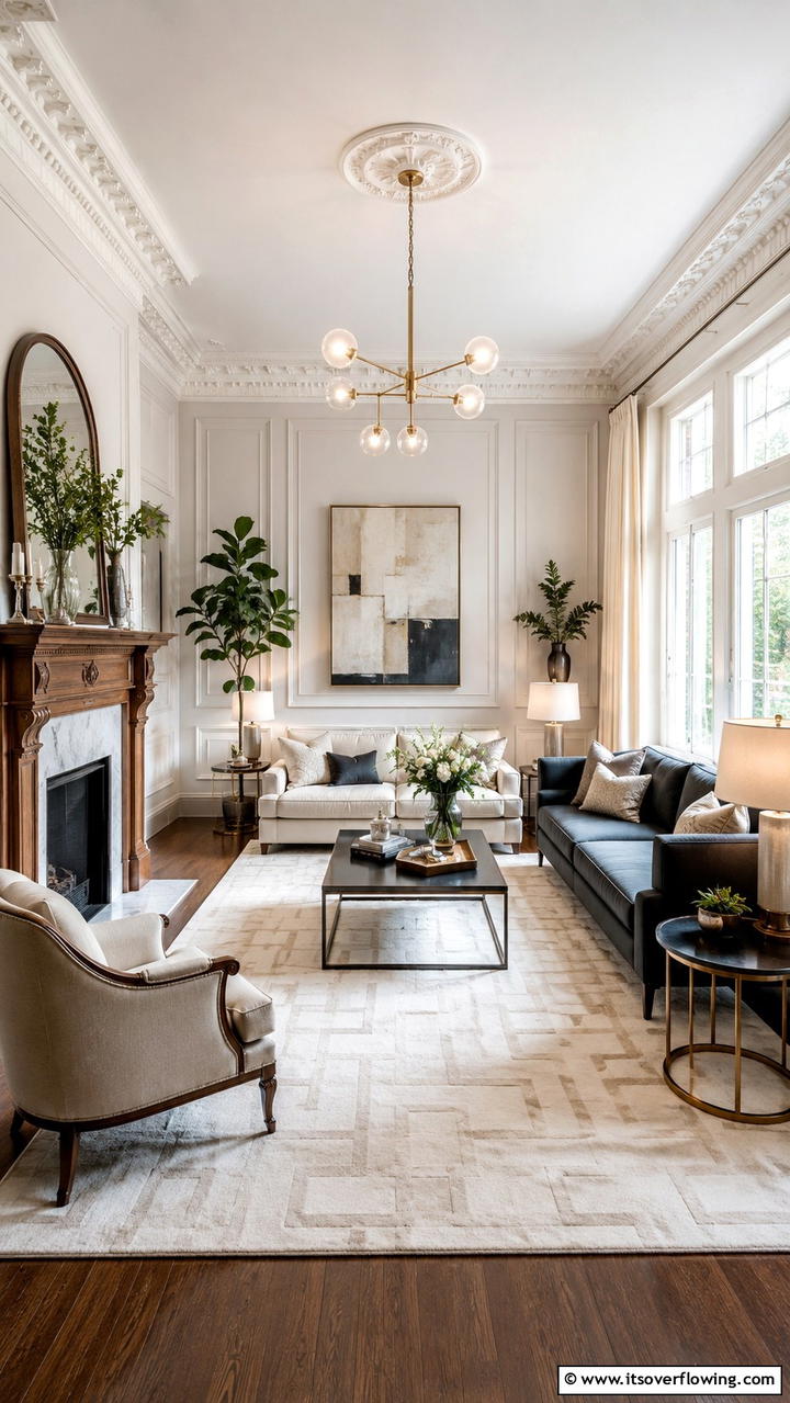 Balanced Traditional and Modern Elements - 21 Transitional Living Room Design Ideas for Modern Homes