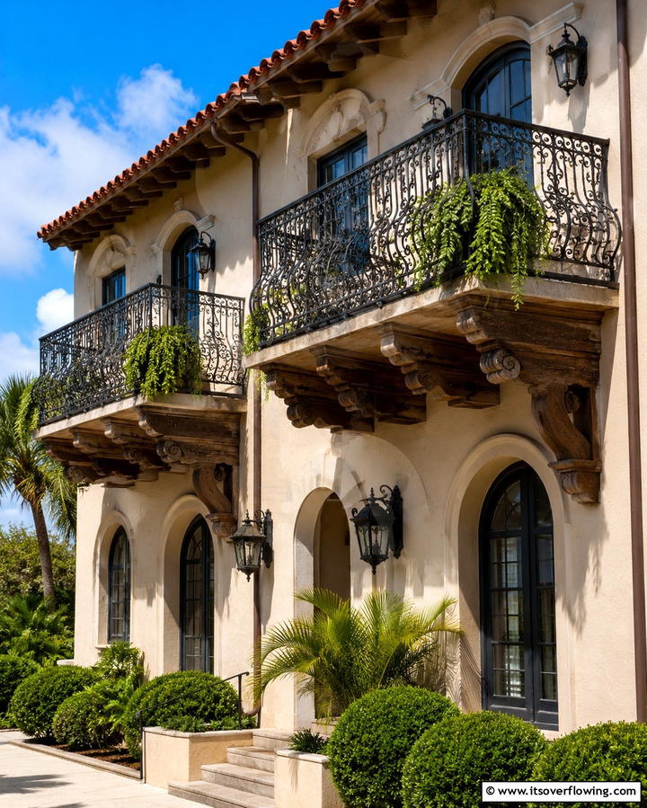 Balconies with Iron Railings - 25 Spanish Style Home Exterior Ideas for Curb Appeal