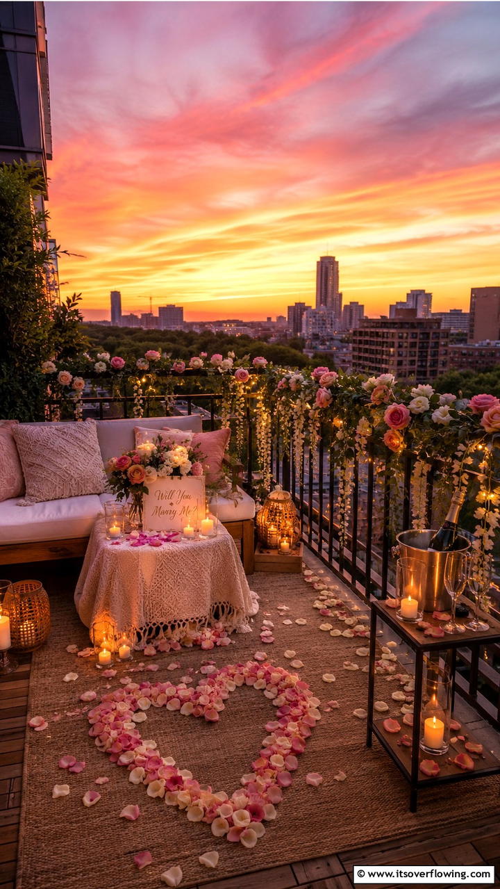Balcony Sunset Romance Proposal - 21 Romantic Wedding Proposal Ideas to Say ‘Will You Marry Me-’