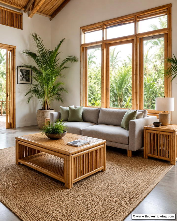 Bamboo Accents - 25 Tropical Living Room Ideas for a Vibrant Space