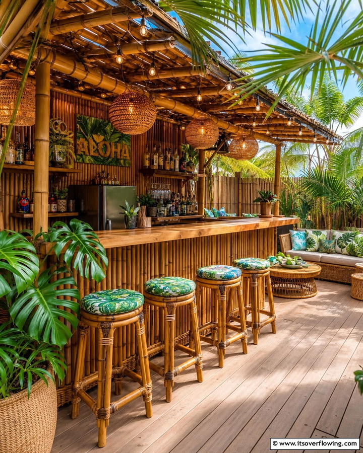 Bamboo Accents for Authentic Vibes - 20 Tiki Bar Ideas for a Tropical Backyard Oasis