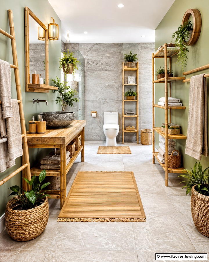 Bamboo Accessories for Sustainable Style - 25 Earthy Bathroom Ideas for a Natural Retreat