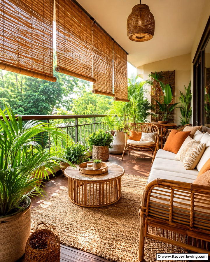 Bamboo Blinds for Natural Elegance - 25 Balcony Shade Ideas for Comfortable Outdoor Relaxation
