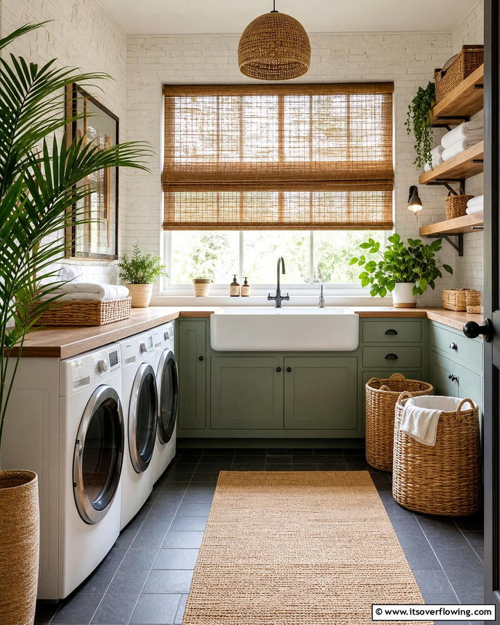 Bamboo Blinds for a Natural Aesthetic - 20 Laundry Room Curtain Ideas for a Stylish and Private Space