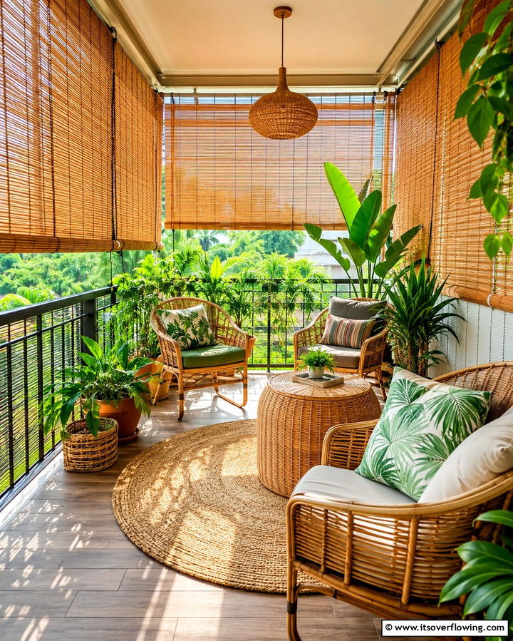 Bamboo Blinds for a Natural Look - 25 Balcony Shade Ideas for Comfortable Outdoor Relaxation