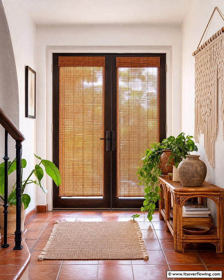 Bamboo Blinds - 20 Front Door Privacy Ideas to Enhance Your Home Security