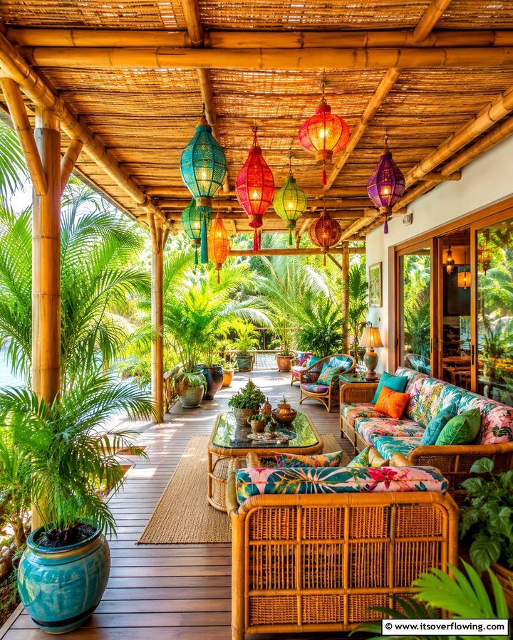 Bamboo Canopy - 25 Attached Covered Patio Ideas for Year-Round Use