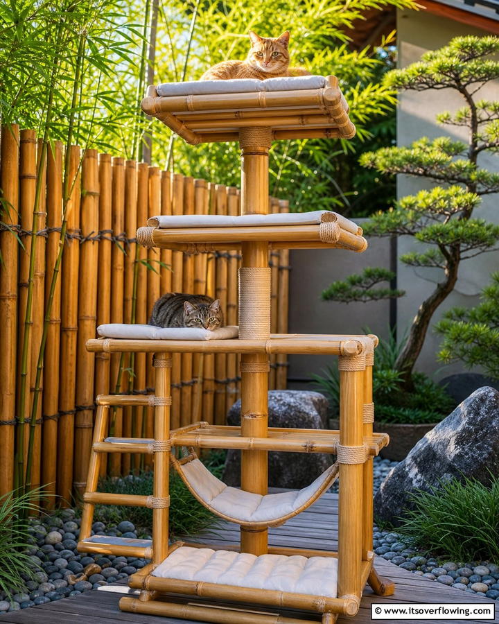 Bamboo Cat Tree - 20 Outdoor Cat Tree Ideas for Your Feline Friends