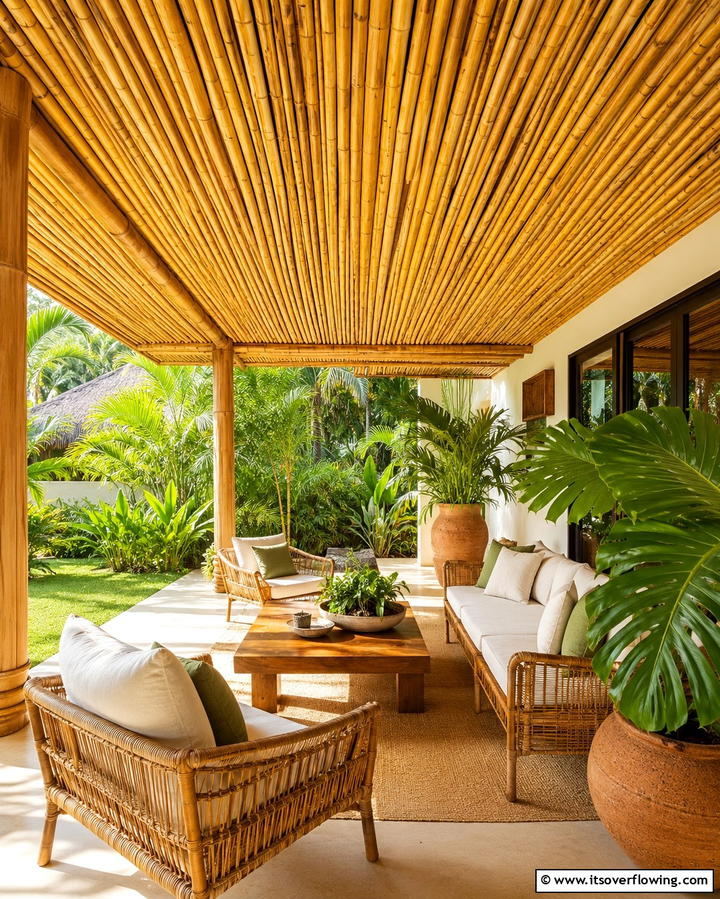 Bamboo Ceilings for Tropical Vibes - 25 Patio Ceiling Ideas for Stylish Outdoor Spaces