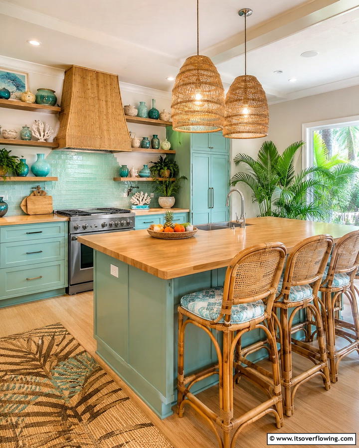 Bamboo Countertops - 20 Tropical Kitchen Ideas for a Vibrant Look