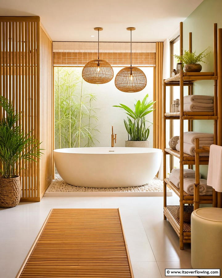 Bamboo Details for Zen Inspiration - 30 Serene Spa Decor Ideas for a Relaxing Bathroom Retreat