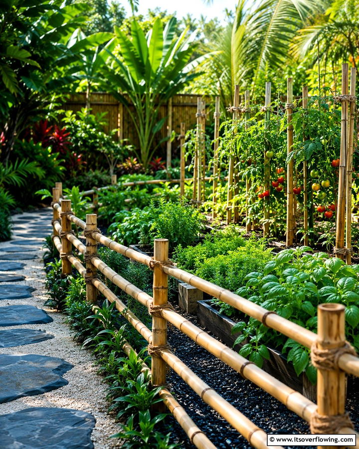 Bamboo Fence Elegance - 20 Practical Vegetable Garden Fence Ideas for Your Yard
