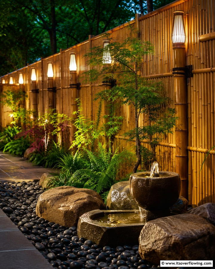 Bamboo Fence Lights - 25 Fence Lighting Ideas to Illuminate Your Outdoor Space