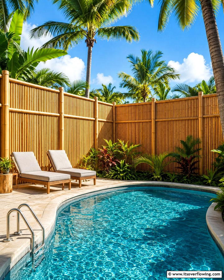 Bamboo Fencing for Privacy - 25 Tropical Pool Landscaping Ideas for a Resort Feel