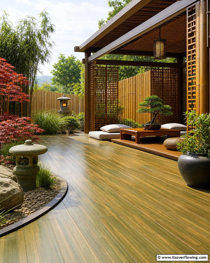 Bamboo Flooring Charm - 20 Pergola Flooring Ideas to Enhance Your Outdoor Space