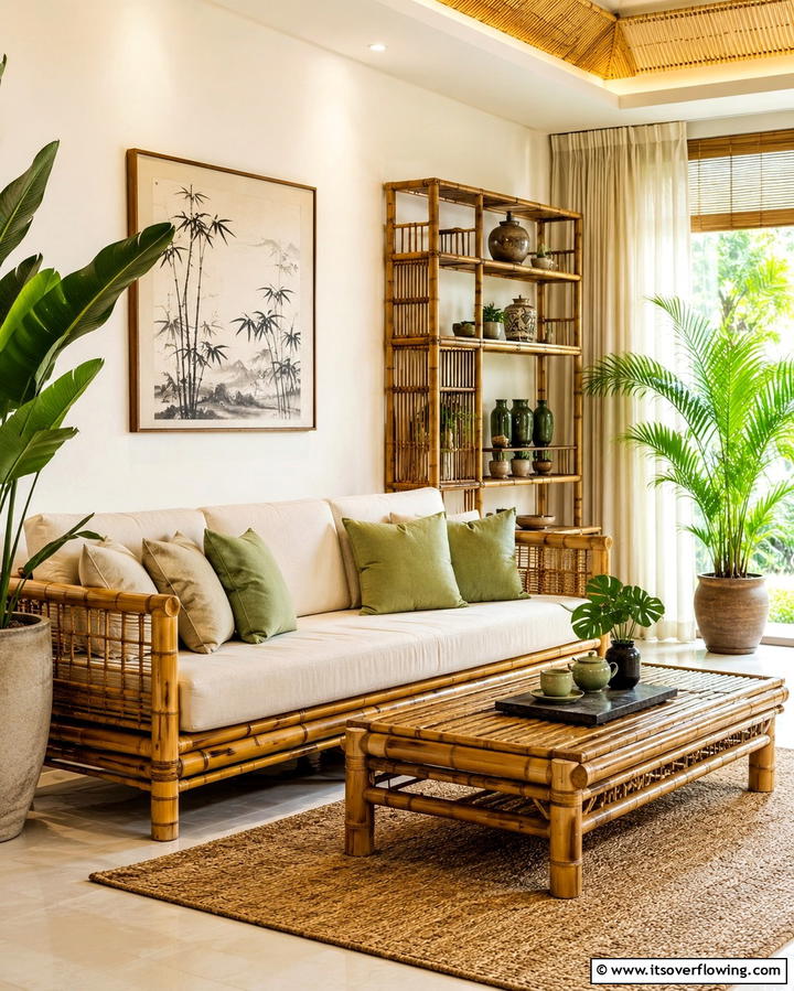 Bamboo Furniture for Natural Elegance - 25 Asian Living Room Ideas for a Zen Atmosphere