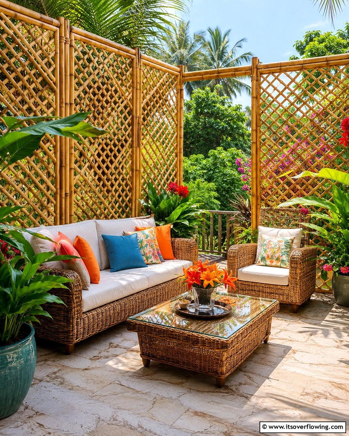 Bamboo Lattice for a Tropical Vibe - 25 Innovative Deck Lattice Ideas to Enhance Outdoor Spaces