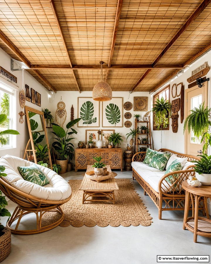 Bamboo Mat Ceiling - 20 Shed Ceiling Ideas to Maximize Space and Style