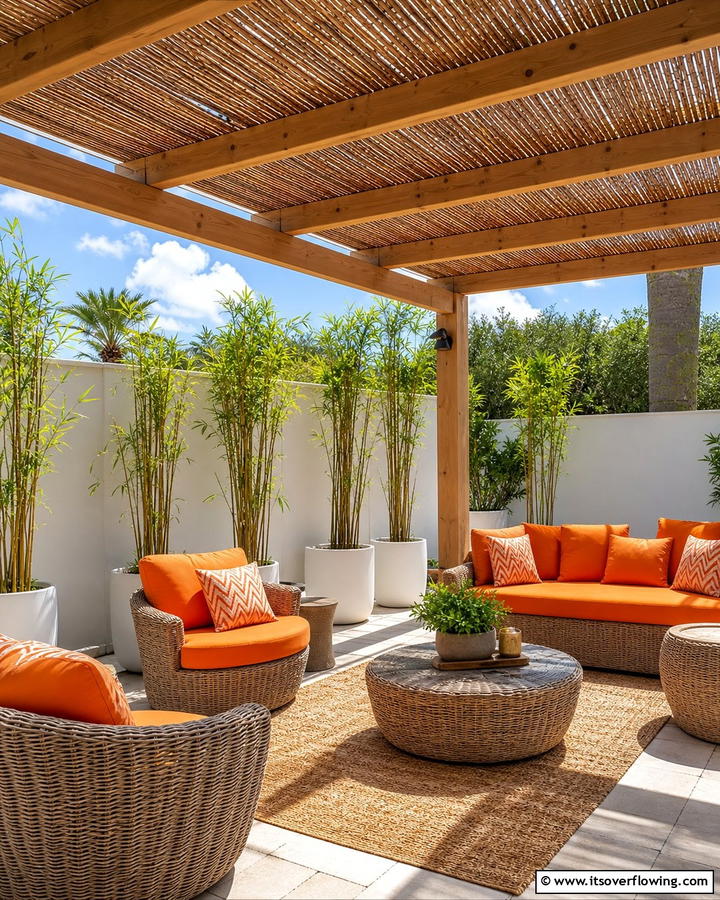 Bamboo Mats for an Organic Touch - 25 Pergola Shade Ideas to Transform Your Outdoor Space