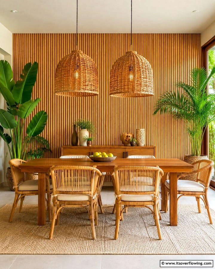Bamboo Paneling - 25 Dining Room Wall Paneling Ideas for Elegance