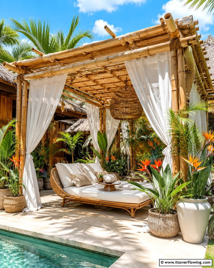 Bamboo Pergola for a Tropical VibeExact - 25 Small Patio Pergola Ideas for Cozy Outdoor Spaces
