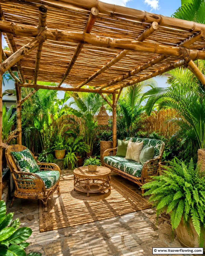 Bamboo Pergola - 20 Small Patio Pergola Ideas for Cozy Outdoor Spaces