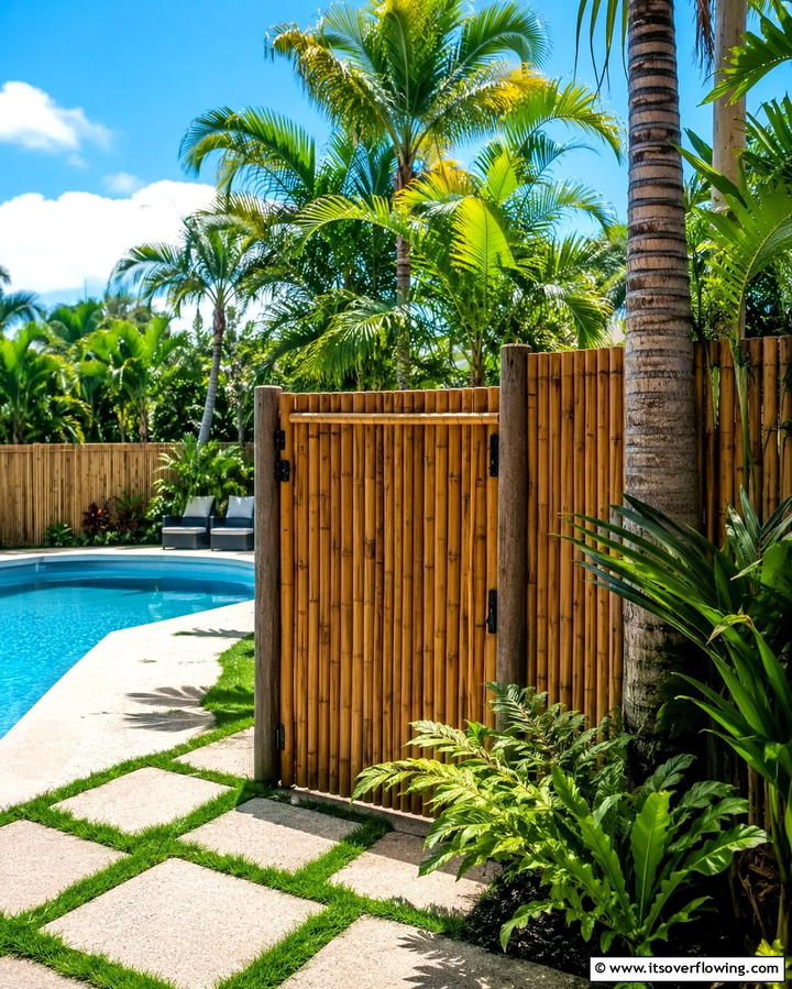 Bamboo Pool Fencing - 25 Tropical Pool Landscaping Ideas for a Resort Feel