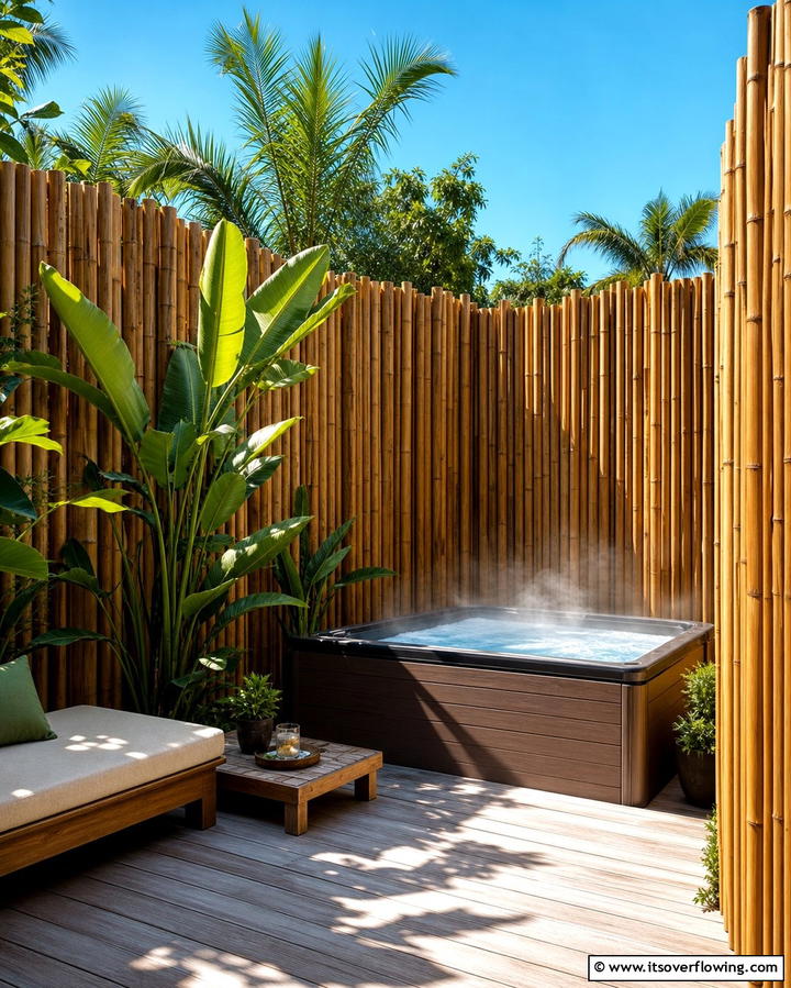 Bamboo Privacy ScreenExact - 25 Hot Tub Enclosure Ideas for Year-Round Relaxation