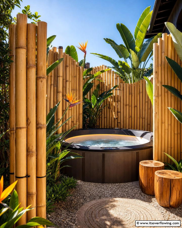 Bamboo Privacy ScreenOne - 25 Hot Tub Enclosure Ideas for Year-Round Relaxation