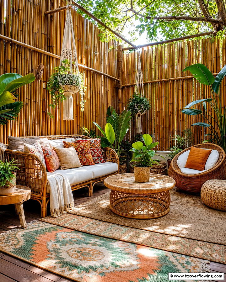 Bamboo Privacy Screens - 25 Cozy Boho Patio Ideas for Relaxing Outdoor Spaces