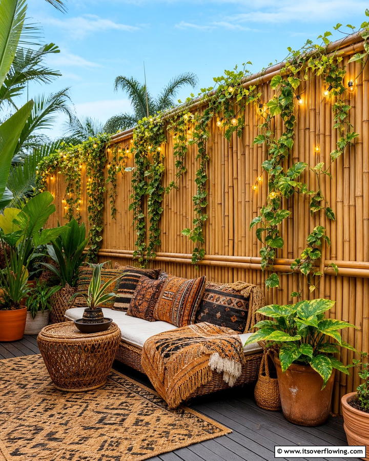 Bamboo Privacy Screens - 25 Enchanting Boho Garden Ideas for Outdoor Bliss