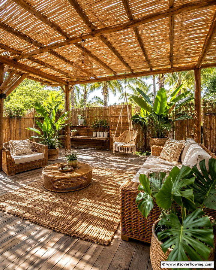 Bamboo Roof Covering - 30 Creative Shade Ideas for Stylish Outdoor Comfort