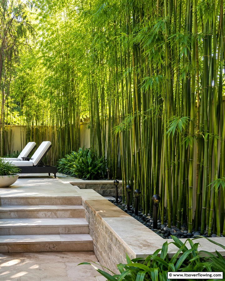 Bamboo Screening for Privacy - 25 Terraced Garden Ideas for Sloped Landscapes