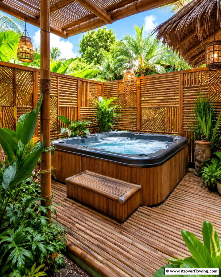 Bamboo Screens for an Exotic Vibe - 25 Backyard Hot Tub Privacy Ideas for Relaxing Spaces