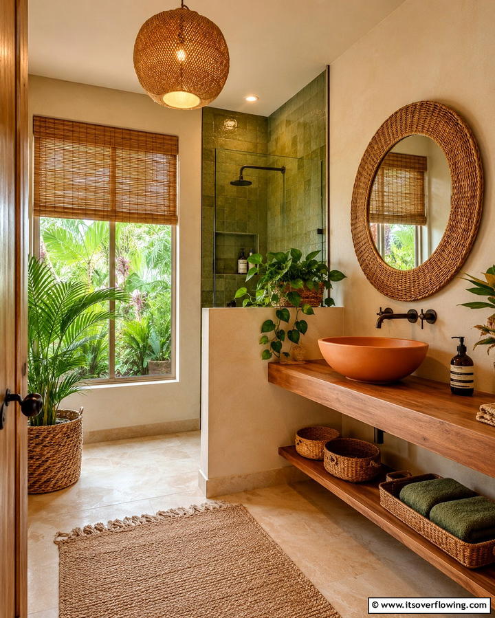 Bamboo Shades for Natural Warmth - 25 Beautiful Bathroom Window Treatment Ideas for Privacy