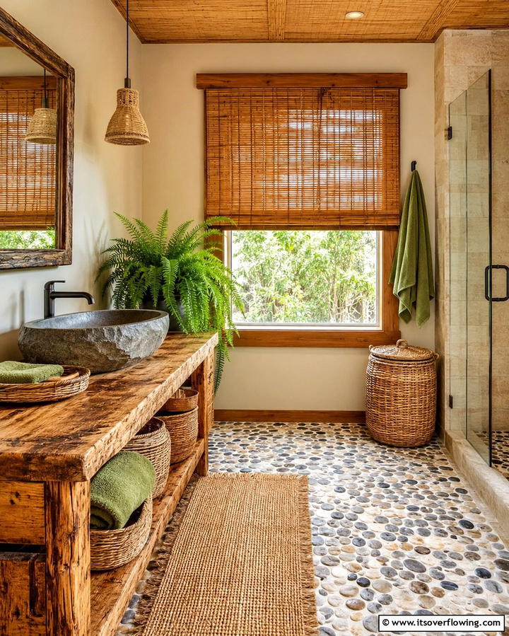 Bamboo Shades for a Natural Touch - 25 Beautiful Bathroom Window Treatment Ideas for Privacy