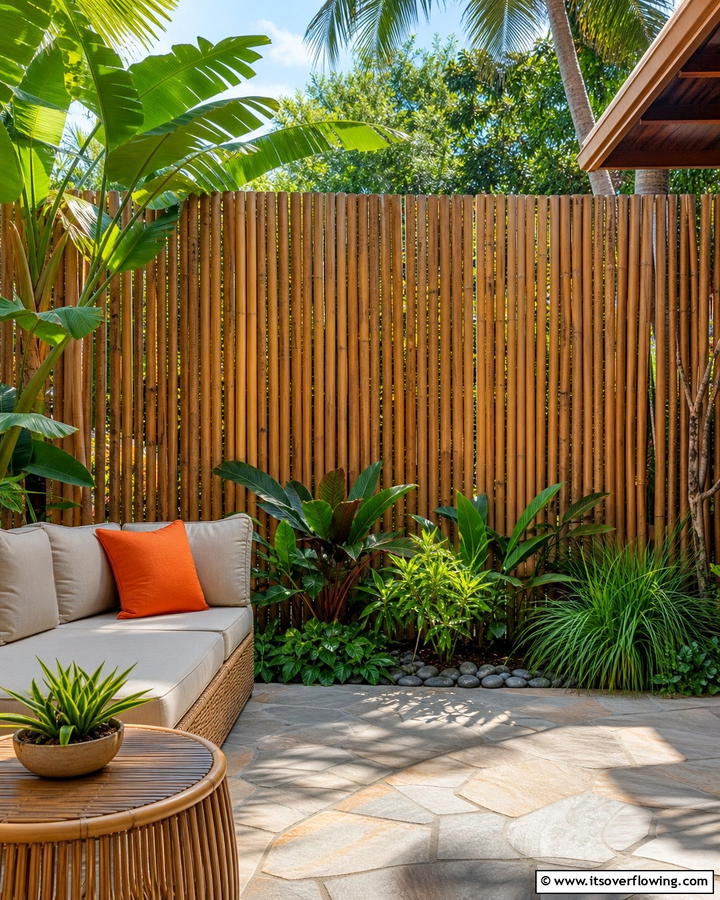 Bamboo Slat Privacy Screen - 30 Cheap Privacy Fence Ideas- Affordable Outdoor Seclusion