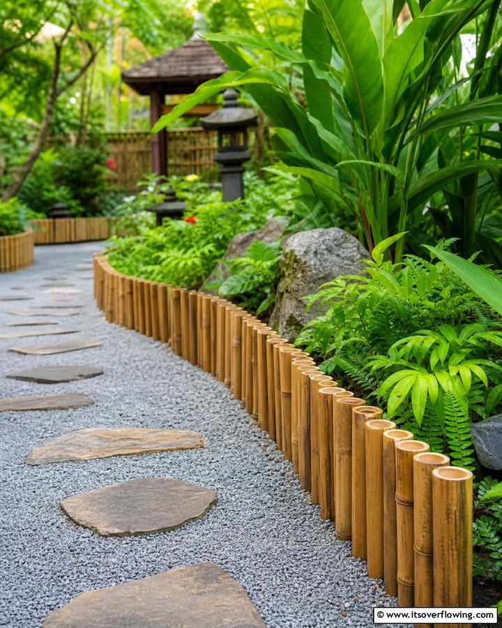 Bamboo Stick Edging - 20 Recycled Garden Edging Ideas for an Eco-Friendly Yard
