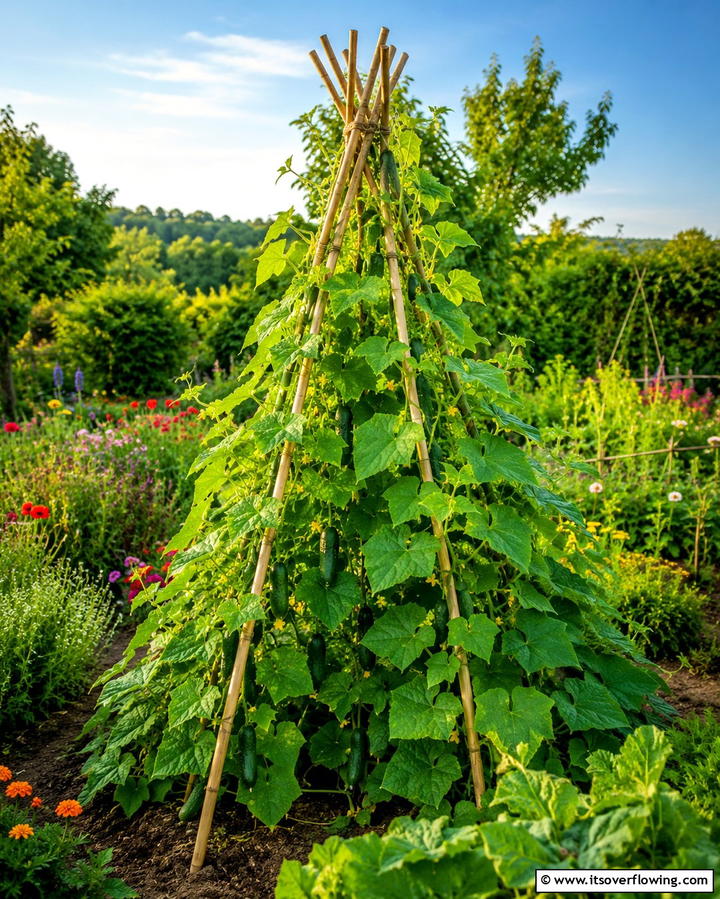 Bamboo Teepee TrellisExact - 25 Cucumber Trellis Ideas for a Productive Garden