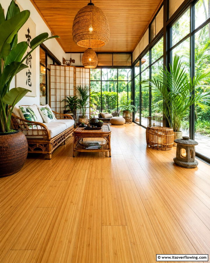 Bamboo Tiles - 20 Sunroom Tile Floor Ideas for Durable and Stylish Floors