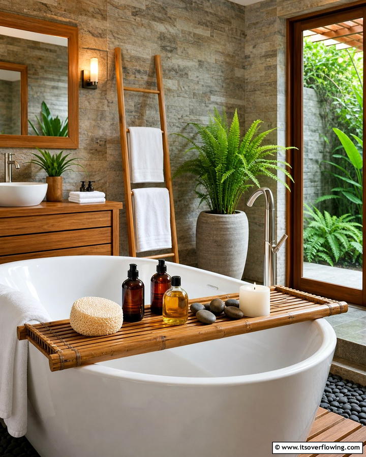 Bamboo Tray for a Spa Like Vibe - 25 Stylish Bathroom Tray Ideas to Organize and Decorate