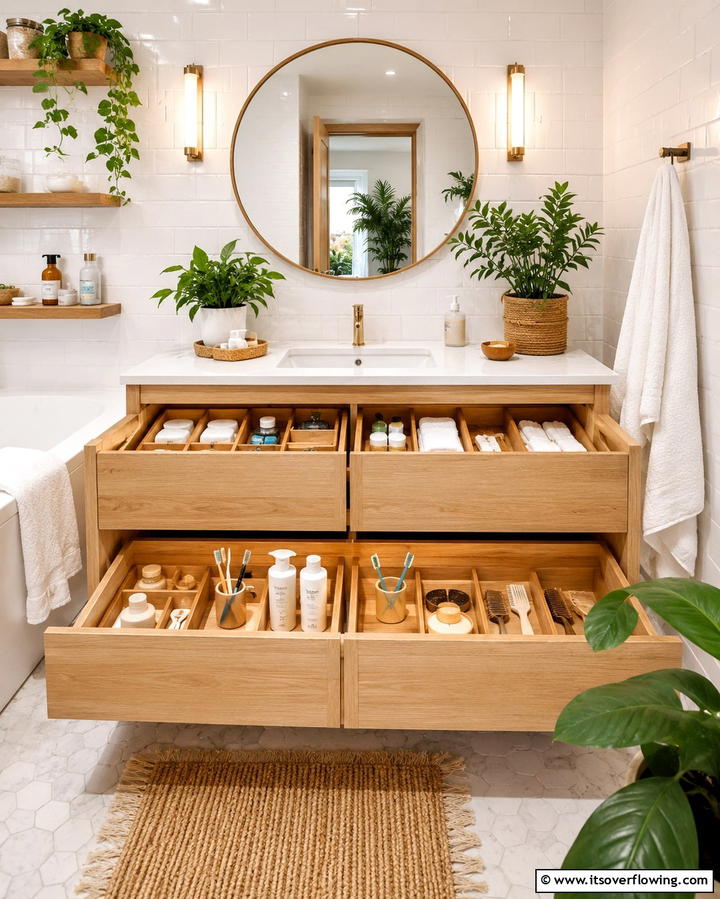 Bamboo Trays for a Natural Touch - 25 Bathroom Drawer Organization Ideas for a Clutter-Free Space