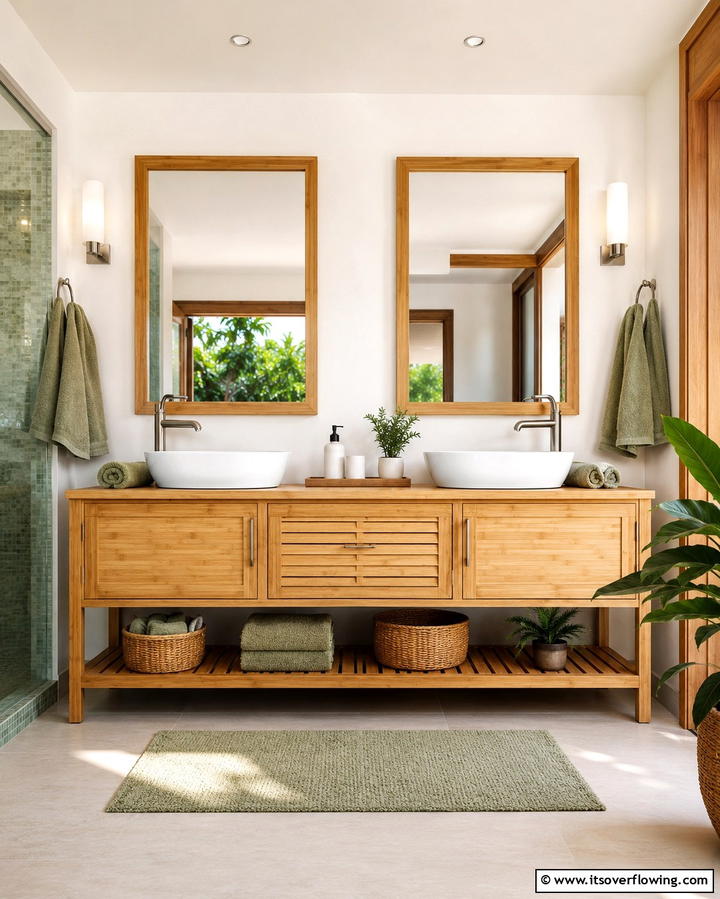 Bamboo Vanity - 25 Natural Bathroom Ideas for a Spa-Like Retreat at Home