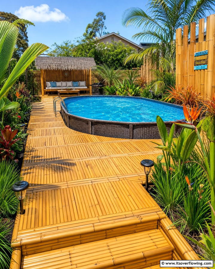 Bamboo Walkway - 20 Above Ground Pool Walkway Ideas for Safety